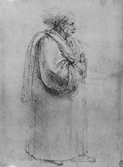 Intera lunghezza di un vecchio in profilo a destra da Leonardo da Vinci
