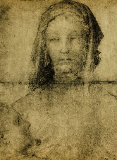 Studio per la Vergine; disegno della Scuola di Leonardo. Il Louvre, Parigi da Leonardo da school of Vinci