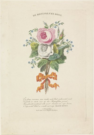 Rose con ritratti in silhouette di Guglielmo I Federico, re dei Paesi Bassi, Guglielmina di Prussia, i loro figli, i suoi genitori e sua sorella da Leonardus Schweickhardt