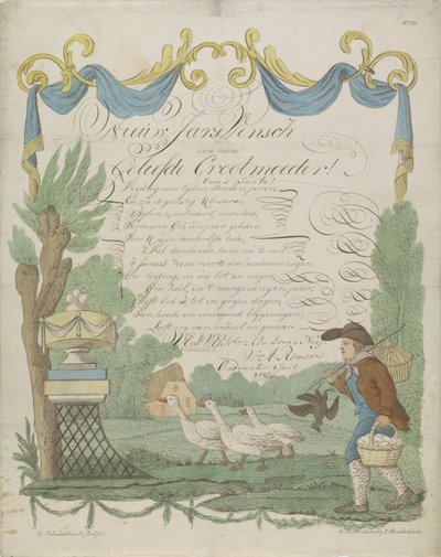 Lettera di desiderio con un contadino e le sue oche da Leonardus Schweickhardt