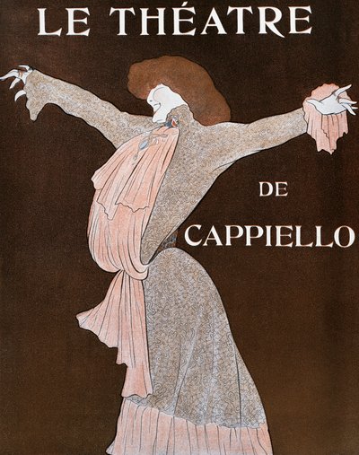 Attrice Sarah Bernhardt (1844-1923), illustrazione di Leonetto Cappiello (1875-1942), dalla rivista francese Le Theatre, aprile 1903 da Leonetto Cappiello