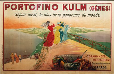 Pubblicità per hotel Portofino, Portofino Kulm, illustrazione di Leonetto Cappiello, poster da Leonetto Cappiello