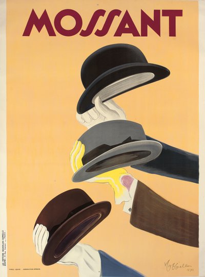 Poster Pubblicitario per Cappelli Mossant da Leonetto Cappiello