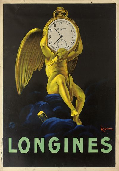 Manifesto pubblicitario per gli orologiai svizzeri Longines, 1922 da Leonetto Cappiello