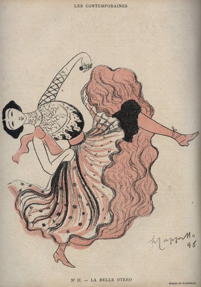 Ritratto di Caroline (La Belle) Otero, ballerina e cortigiana spagnola - disegno di Leonetto Cappiello in "The Rire" del 1898 da Leonetto Cappiello