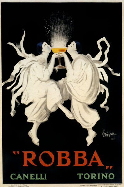 Poster pubblicitario Spumante Robba Canelli, Torino, Italia, 1921 da Leonetto Cappiello
