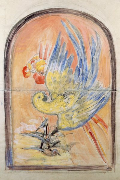 Disegno preparatorio per il retro della sedia in stile Art Deco per il salone di Le Perroquet, gouache di Leonetto Cappiello (1875-1942), Italia, XX secolo da Leonetto Cappiello