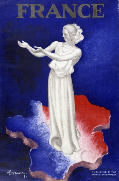 Donna che rappresenta la Francia - Poster in colori blu-bianco-rosso da Leonetto Cappiello