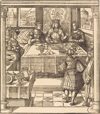 Il giovane re bianco tra la regina e la principessa di Feuereisen da Leonhard Beck