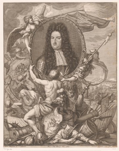 Ritratto di Eugenio di Savoia portato da figure allegoriche da Leonhard Heckenauer