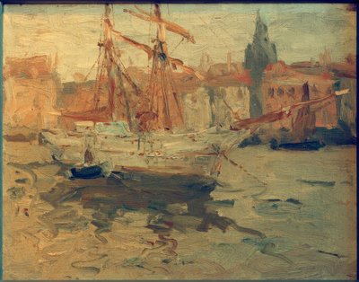 Porto italiano con goletta da Leonhard Sandrock