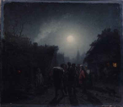 Davanti a una taverna. Scena notturna, 1860-1870 da Leonid Ivanovich Solomatkin