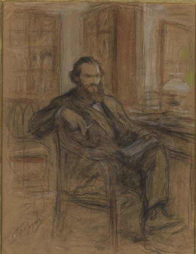 Lev Tolstoj durante il lavoro sul romanzo Guerra e Pace, 1893-1903 da Leonid Osipovich Pasternak