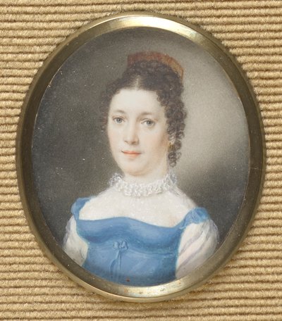 Dama in abito impero blu da Leopold Blonder