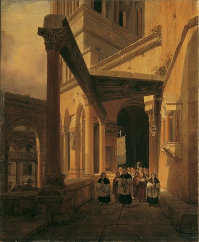 Veduta di un colonnato nel Tempio di Diana a Spalato da Leopold Ernst