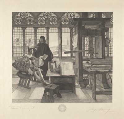 Grolier con il Tipografo Aldus Manutius da Leopold Flameng