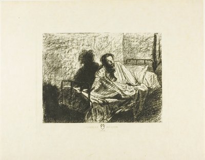 Ritratto di Charles Meryon seduto a letto da Leopold Flameng