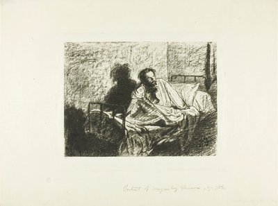 Ritratto di Charles Meryon seduto a letto da Leopold Flameng
