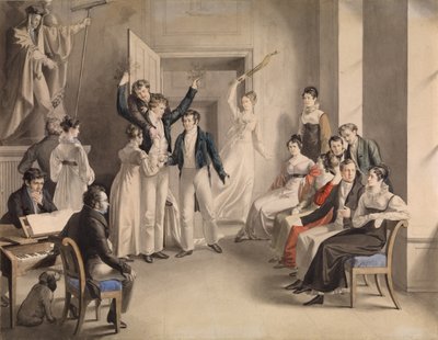 Franz Schubert 1797-1828. Gioco di società degli Schubertiani ad Atzenbrugg, 1821 da Leopold Kupelwieser