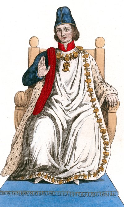 Re francese Luigi XI indossa l