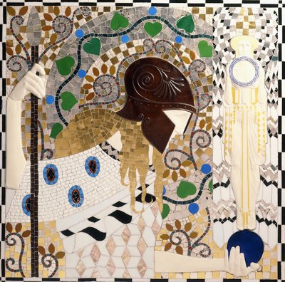 Pallade Atena (pannello in porcellana, vetro, madreperla e mosaico in bronzo) da Leopold & Powolny Michael (1871 1954) Forstner