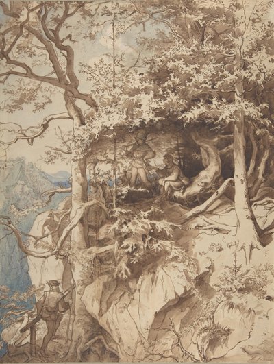 Cacciatori in un punto di osservazione su una montagna, ca. 1870 da Leopold Venus