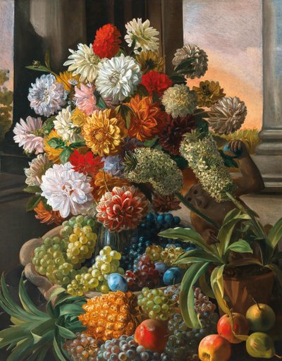 Leopold von Stoll Natura morta con fiori e uva da Leopold von Stoll
