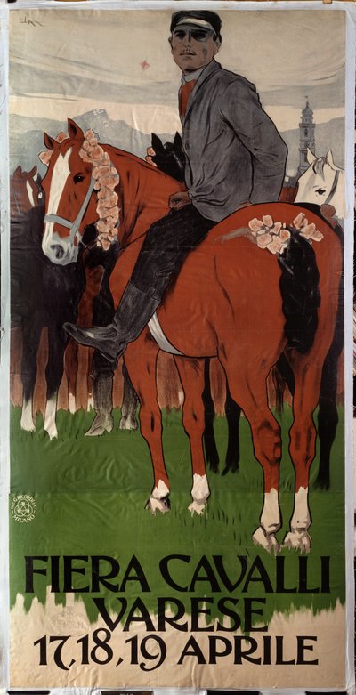 Poster pubblicitario per il mercato dei cavalli a Varese, Italia da Leopoldo Metlicovitz