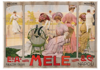Poster pubblicitario per il Grande Magazzino Mele di Napoli da Leopoldo Metlicovitz