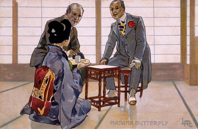 Cartolina creata per la prima di "Madame Butterfly", a Brescia da Leopoldo Metlicovitz