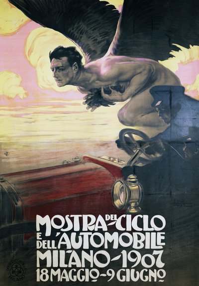 Poster per la Mostra di Auto e Biciclette, Milano 18 maggio-9 giugno da Leopoldo Metlicovitz