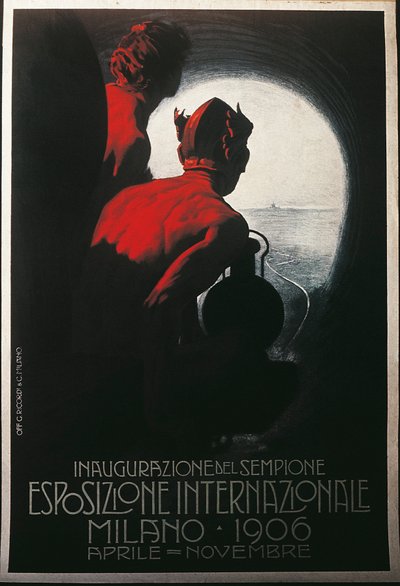 Poster per il Tunnel del Sempione alle Esposizioni Internazionali di Milano, aprile-novembre 1906 da Leopoldo Metlicovitz