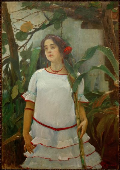 Ritratto di ragazza con canna (Mädchen mit Zuckerrohr) da Leopoldo Romañach