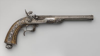 Pistola da esposizione a percussione, francese, datata 1851 da Lepage Moutier