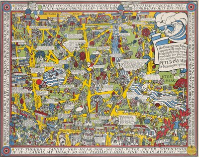 Mappa di Peter Pan dei Giardini di Kensington da Leslie MacDonald Gill