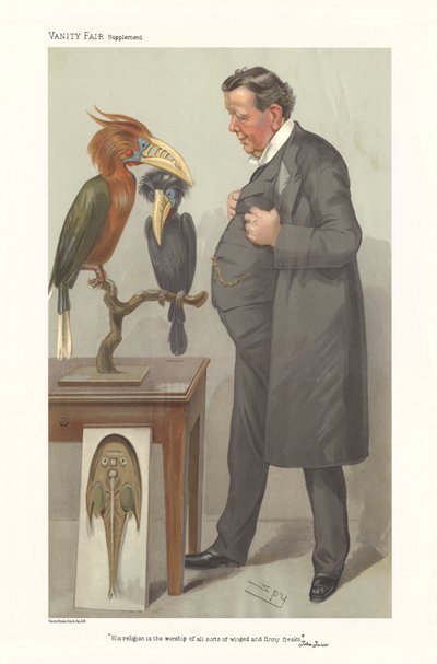 Professor Ray Lankester - ritratto in piedi che guarda gli uccelli da Leslie Matthew (1851 1922) Ward