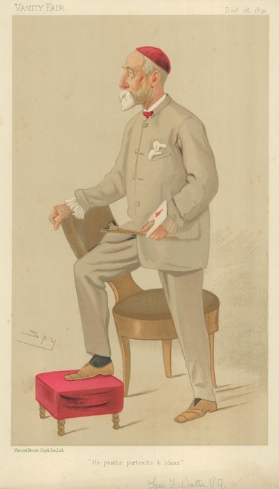 Mr George Frederick Watts, dipinge ritratti e idee, 26 dicembre 1891, caricatura di Vanity Fair da Leslie Matthew Ward