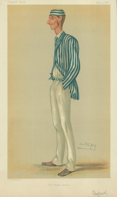 Mr Markham Spofforth, il demone lanciatore, 13 luglio 1878, caricatura di Vanity Fair da Leslie Matthew Ward