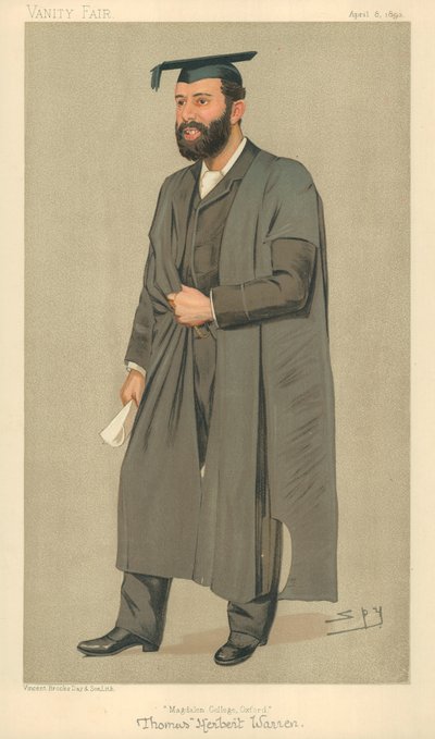 Mr Thomas Herbert Warren, Presidente del Magdalen College Oxford, Magdalen College Oxford, 8 aprile 1893, caricatura di Vanity Fair da Leslie Matthew Ward