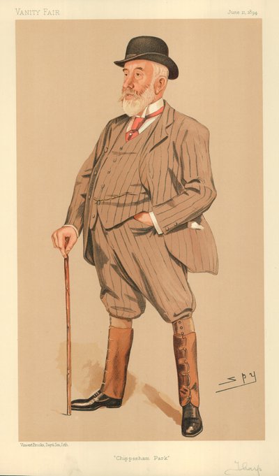 Mr William Montagu Tharp, Chippenham Park, 21 giugno 1894, caricatura di Vanity Fair da Leslie Matthew Ward