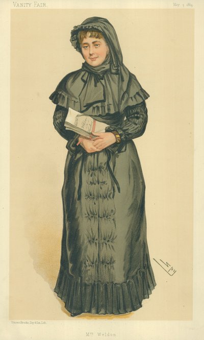 Signora Georgina Weldon, signora Weldon, 3 maggio 1884, caricatura di Vanity Fair da Leslie Matthew Ward