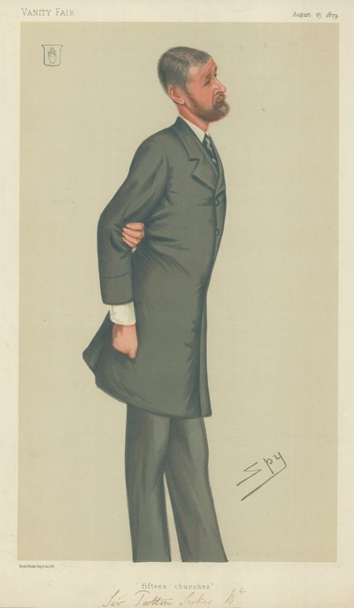 Sir Tatton Sykes, Quindici chiese, 23 agosto 1879, caricatura di Vanity Fair da Leslie Matthew Ward