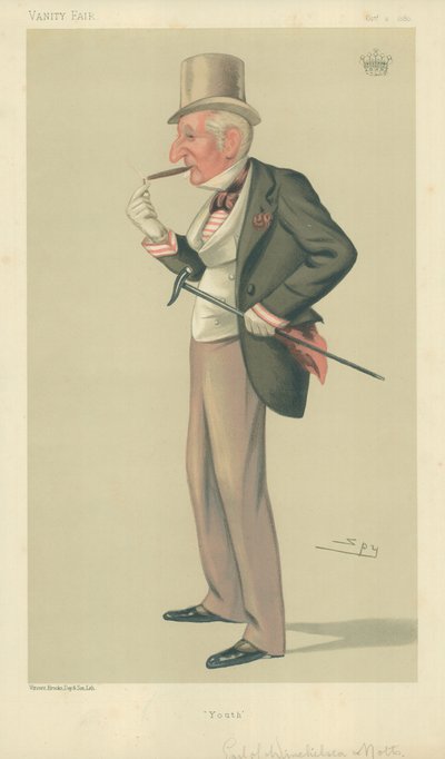 Il conte di Winchilsea e Nottingham, Gioventù, 2 ottobre 1880, caricatura di Vanity Fair da Leslie Matthew Ward