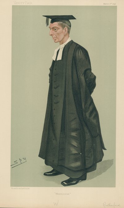 W S Rutherford, il preside della Westminster School, Westminster, 2 marzo 1889, caricatura di Vanity Fair da Leslie Matthew Ward