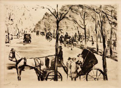 Viale nel Tiergarten con carrozza in primo piano da Lesser Ury