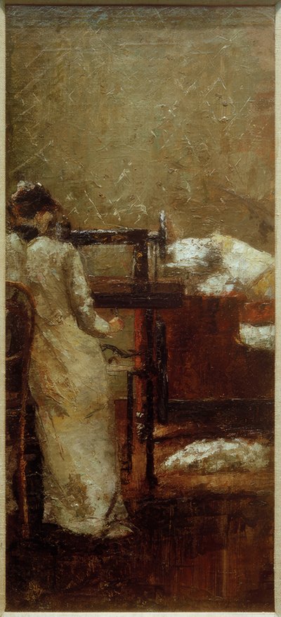 Donna alla macchina da cucire da Lesser Ury