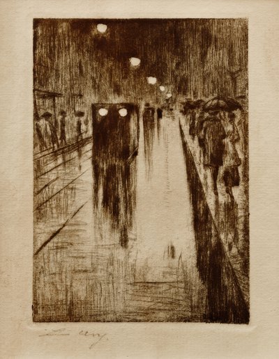 Strada di Lipsia sotto la pioggia da Lesser Ury