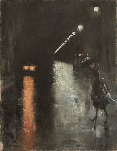 Scena notturna di strada, Berlino (Leipziger Strasse?), c.1920 da Lesser Ury