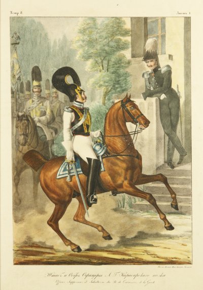 Staff e ufficiali superiori del reggimento dei corazzieri delle guardie della vita, c. 1830 da Lev Alexandrovich Belousov