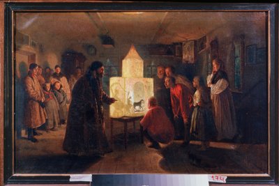 Una lanterna magica in una casa di contadini da Lev Grigoryevich Solovyev